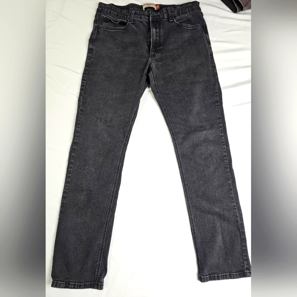 Hudson & Barrow Mens 36×32 Slim Stretch Black Distressed Jeans